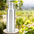 Miniatyrbild 7 av 8: Eco-Chic Hydrering: Vattenflaska i rostfritt stål, bambulock ger en naturinspirerad touch till din utrustning, läckagesäker design för bekymmersfria utflykter (750 ml)