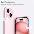 Pikkukuva 3 / 5: Kumipäällysteinen Nahkakotelo, Ruusunvärinen Tyylikkäällä Muotoilulla iPhone 15:lle