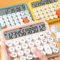 Miniatyrbillede 6 af 8: 12-cifret lommeregner med stort LCD-display, store knapper, standard mekanisk switch-lommeregner til kontor, skole, hjem, mælketefarve