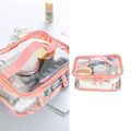 Miniatyrbilde 2 av 5: Gjennomsiktig toalettveske Reise Kosmetik Sminkeveske Oppbevaringspose Bærbar Transparent Lomme for Reiser Ferie Bad Rosa