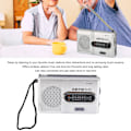 Pikkukuva 6 / 8: AM FM -radio, pitkä 5 W:n kaiutin, kestävä kannettava taskuradio, jossa kuulokeliitäntä kotiin ja ulkotiloihin, hopeaharmaa