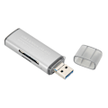 Miniatyrbild 2 av 5: Kroktyp Kortläsare Bärbar USB 3.0 till Minneskort Titanium Grå för Android Telefon OTG