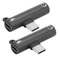 Pikkukuva 2 / 6: 2 kpl 2-in-1 TypeC - 3,5 mm -ääniliitäntäkaapelilaturi, kuulokemikrofonijakaja, sovitin (musta)