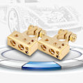 Miniatyrbilde 5 av 5: Par med bilbatteriterminaler, positive og negative tilkoblingsklemme i gull for 0/1 2 4 8 AWG-måler