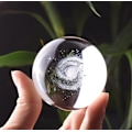 Miniatyrbild 2 av 3: 3D Maskros Kristallkula Pappersvikt Lasergraverad Glassfär Display Globe Meditationsboll Heminredning med Kristallstativ
