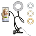 Miniatyrbilde 1 av 8: Selfie Ring Light 10 nivåer lysstyrke 3 lysfarger 5000K LED kamera ringlys for salong sminke svart