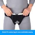 Miniatyrbild 4 av 6: Stöd för ljumskbråck för män, justerbart litet bråckband med PU-skumkudde, svart, M