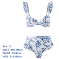 Miniatyrbillede 2 af 5: 1 blå print split tredelt kvinde slank retro print med en multi-purpose wrap kjole