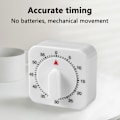 Miniatyrbild 3 av 8: Visuell Matlagnings Timer, Högljudd Mekanisk Kökstimer Utan Batterier, Enkel Enfärgad Design För Matlagning, Bakning, Tidshantering