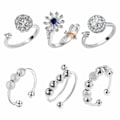 Miniatyrbillede 2 af 2: 6 stk. justerbare roterende ringe unisex angst ring til anti-stress fingerringe fødselsdagsgaver