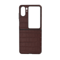 Miniatyrbilde 2 av 8: Ekte skinnveske sammenleggbar foldbar mobiltelefonbeskyttelsesdeksel for Oppo Find N2 Flip Brun