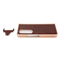 Miniatyrbillede 2 af 8: Telefon Etui Beskyttende Cover til Samsung Galaxy Z Fold 4 Nano Plating Krokodille Mønster Ægte Læder Ridsefast Brun