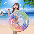 Miniatyrbild 4 av 5: Uppblåsbar Pool Float Transparent Med Regnbågsfärgade Paljetter, Konfetti Premium Badring För Oförglömliga Poolpartyn Och Strandsemestrar, Stödjer Vuxna