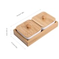 Miniatyrbilde 4 av 5: Keramisk serveringsfat for snacks med bambusbrettlokk for frukt, nøtter og desserter (2 rom)