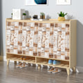 Pikkukuva 5 / 5: Kuori ja liimaa laatta 20 arkkia Vedenpitävä backsplash keittiölaattatarroille Itsekiinnittyvä lattialaatta PVC-seinälaatta DIY-laattatarrat