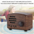 Miniatyrbild 2 av 5: Bärbar retro Bluetooth-högtalare i trä, skrivbordsradio med FM, basstereo, mikrofon, USB-minneskortstöd