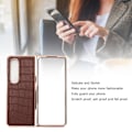Miniatyrbillede 6 af 8: Telefon Etui Beskyttende Cover til Samsung Galaxy Z Fold 4 Nano Plating Krokodille Mønster Ægte Læder Ridsefast Brun