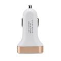 Miniatyrbild 1 av 2: Mini 2-port USB-billaddare med LED-display Säker laddning Billaddare för telefon (Vit Guld)