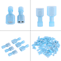 Miniatyrbilde 1 av 2: 100 stk blå 16-14AWG hann- og hunn-isolerte spade elektriske ledningsterminaler