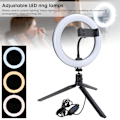 Miniatyrbillede 5 af 8: UN‑205 3‑farvet ringlys LED stativstativ fyldlampe 20cm til skønhedsbilleder Live