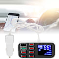 Miniatyrbild 1 av 8: Bil laddare Multi USB Laddningsstation 8 Port Snabb PD QC 3.0 Typ C Port Telefon Hub med LCD Display