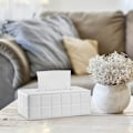 Miniatyrbillede 4 af 5: PU læder ansigtsvæv kasse, lommetørklæde kasse, serviet kasse, kontor/bil/hjem (gitter sort eller hvid)