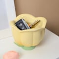 Miniatyrbillede 2 af 5: Blomsterformet opbevaringsboks Innovativ sød opbevaring Dekorativt ornament til entrebord Sminkebord Gul