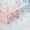 Miniatyrbillede 5 af 5: Skrivebords skuffe arrangør, vandtæt støvtæt plast DIY kombination multi lag stablebar skuffe opbevaringskasse, stribet pink 2 skuffer