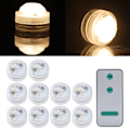 Miniatyrbilde 2 av 5: 10 stk/sett runde vanntette LED-lys, nedsenkbare, fjernkontroll (varm hvit)