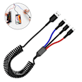 Miniatyrbild 2 av 5: Multiladdningskabel Nylon Flätad Flera USB Snabbladdningskabel Adapter Typ C Micro USB Port Anslutningar Kompatibel Mobiltelefoner Surfplattor och Mer