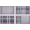 Miniatyrbild 1 av 5: Smyckesfack Organizer Set om 4 Sammetsstapelbara Smyckeslådor Organizer Fack Örhänge Ring Halsband Armband Display Stativ Showcase Smyckesförvaring