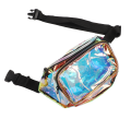 Pikkukuva 5 / 5: Läpinäkyvä Iridescent Fanny Pack Kiiltävä Vyölaukku Vetoketjulla Vedenpitävä PVC Matkustamiseen Juhliin Juoksuun Vaellukseen