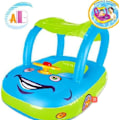 Miniatyrbild 2 av 4: Uppblåsbar Baby Pool Float, Babybadring med Solskyddstak, Säkerhetssäte för Bilformade Poolleksaker, Justerbart Tak Upf50+