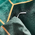 Miniatyrbild 7 av 8: Smaragdgrön Påslakanset, Guldbladsdesign med Geometriskt Hexagon-tema, Mjukt och Bekvämt Mikrofiber för Året-runt-bruk, Enkel Maskintvätt