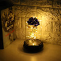 Miniatyrbillede 3 af 5: 24K forgyldt roseblomst LED-lys med glaskuppelbase Valentinsdag bryllupsgave blå