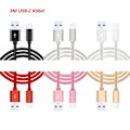 Pikkukuva 1 / 3: USB-C-kaapeli Nylon 3M Valkoinen Nopea Lataus Data Puhelimet Tabletit