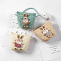 Miniatyrbillede 3 af 5: Børns sommer tegneserie kanin halm messenger tasker mini strandtaske C