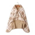 Miniatyrbillede 1 af 5: Bærbar Unisex Ternet Fleece Tæppe med Knap Dobbelt Lag Fortykket Knæ Tæppe Blødt Lur Sjal Tæppe