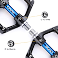 Miniatyrbild 3 av 5: Halkfria pedaler i aluminiumlegering, bred plattform för optimalt stöd, lättviktsdesign för alla cyklar inklusive MTB och landsvägscykel, förseglat lager