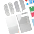 Miniatyrbild 3 av 5: Genomskinligt spelkonsolfodral förhindrar halkdockningsbart skyddande fodral med skärmskydd för Switch för JoyCon-kontroller