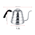 Miniatyrbild 5 av 5: 304 Rostfritt Stål Häll Över Kaffe Gåshals Vattenkokare Tekanna med Termometer Hem 1.2L