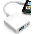 Miniatyrbild 2 av 7: iPhone iPad OTG-adapter, Lightning till USB-omvandlare med Plug and Play & Laddningsport, USB-minne & Kortläsarkompatibilitet Midi