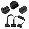 Miniatyrbillede 4 af 5: 16-bens han til dobbelt hun OBD2 splitter fladt forlængerkabel adapter med switch