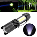 Miniatyrbild 4 av 5: Bärbar handhållen COB LED teleskopisk zoomficklampa USB-laddningsbar