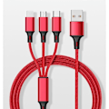 Miniatyrbillede 1 af 4: 3-i-1 Multifunktionelt Opladerkabel til iOS, Android og Type-c Red