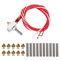 Miniatyrbillede 1 af 5: 3D-printerekstruder med aluminiumvarmeblok 10 stk. ledning (30 mm) og 10 stk. 0,4 mm dyse