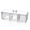 Miniatyrbillede 1 af 5: 3-Gitter Bomulds Pad Kosmetisk Opbevaringsboks Vandtæt Bomuldspind Kugler Boks Dispenser Akryl Klar Makeup Organizer