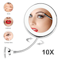 Miniatyrbillede 1 af 5: 10X forstørrende makeup spejl med LED lys kosmetisk spejl 360 graders rotation skønhedsspejl til bordplade badeværelse rejser