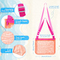 Miniatyrbilde 2 av 5: 3 stk Strandleketøy Mesh Bag, for å holde skjell, frukt eller leker, justerbare bæreseler og glidelås for gutter og jenter