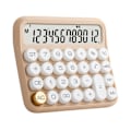 Miniatyrbillede 2 af 8: 12-cifret lommeregner med stort LCD-display, store knapper, standard mekanisk switch-lommeregner til kontor, skole, hjem, mælketefarve